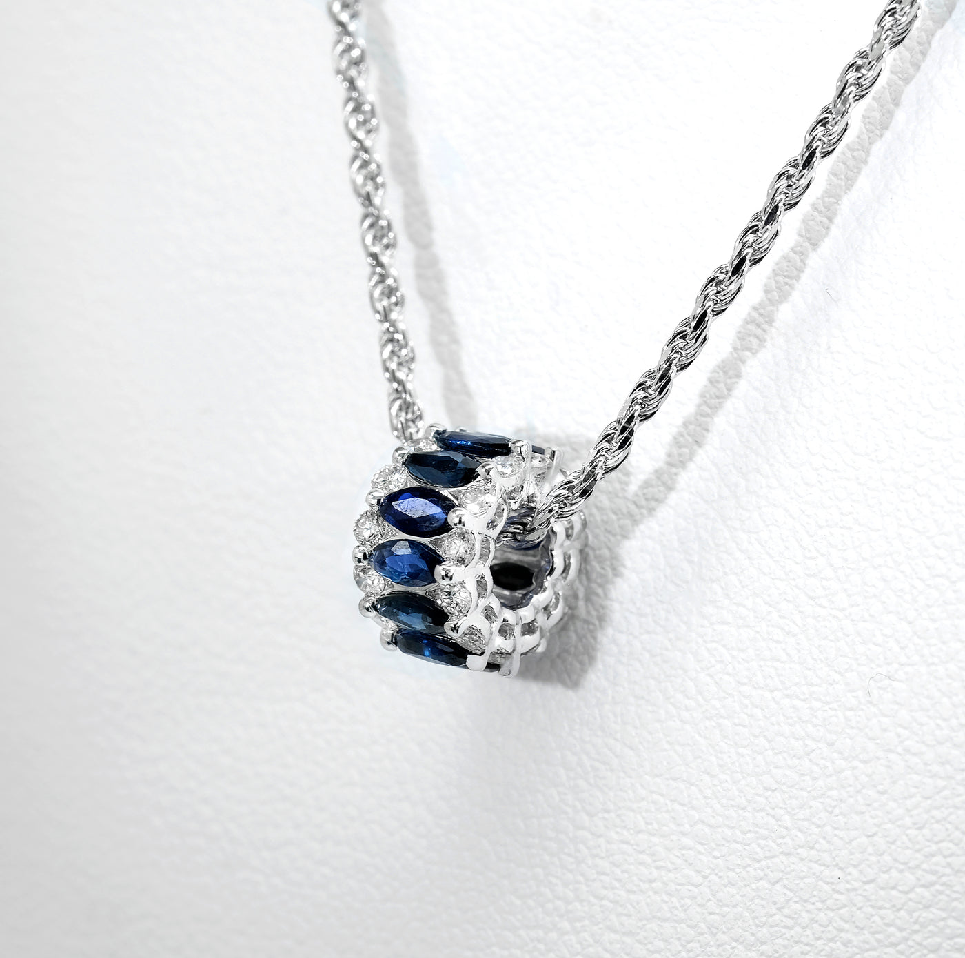 White Gold Diamond & Sapphire Pendant