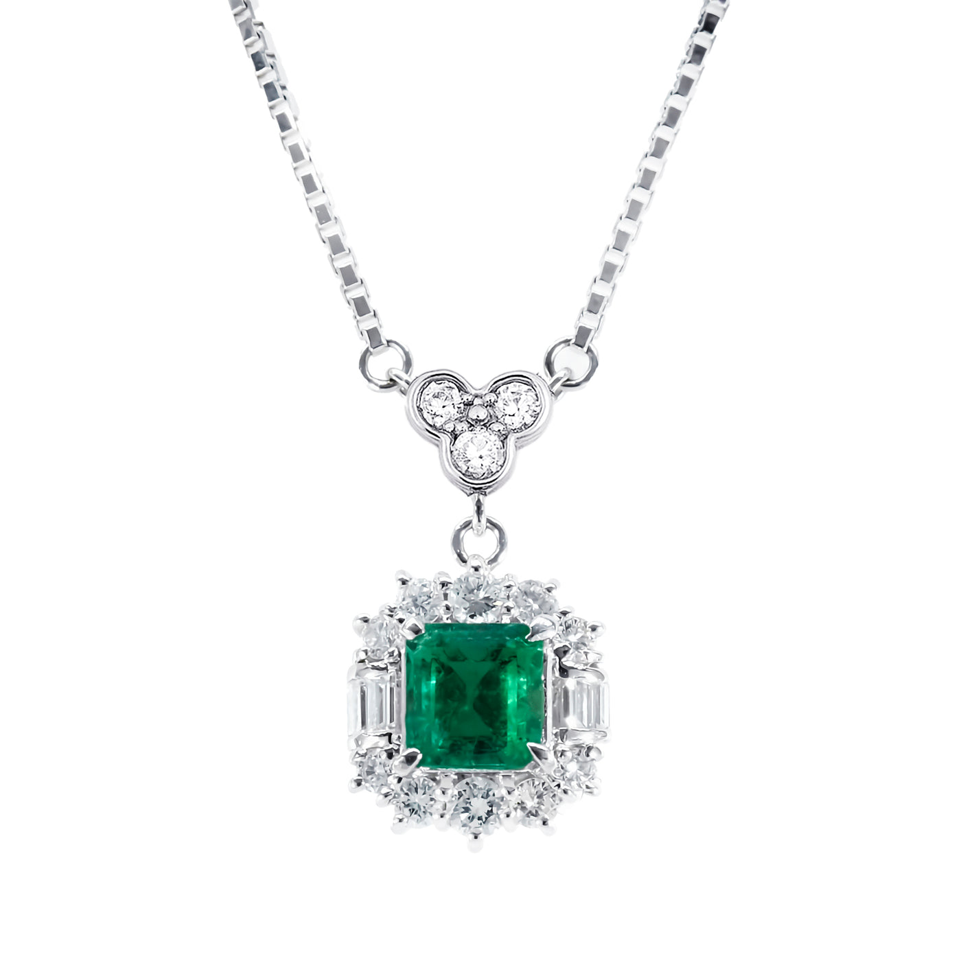 Platinum Emerald & Diamond Necklace
