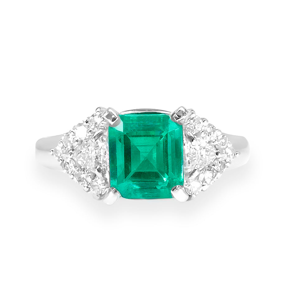 Platinum Emerald & Diamond Ring