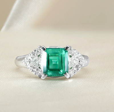 Platinum Emerald & Diamond Ring