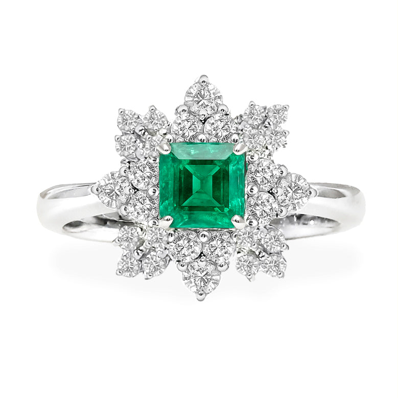 Platinum Emerald & Diamond Ring