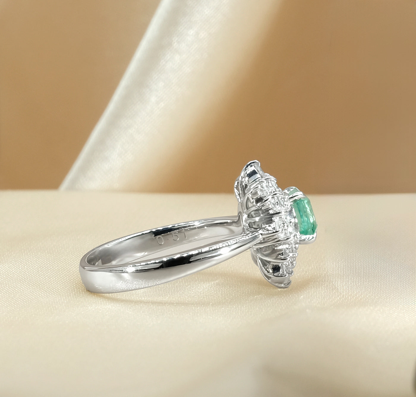 Platinum Emerald & Diamond Ring