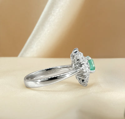 Platinum Emerald & Diamond Ring