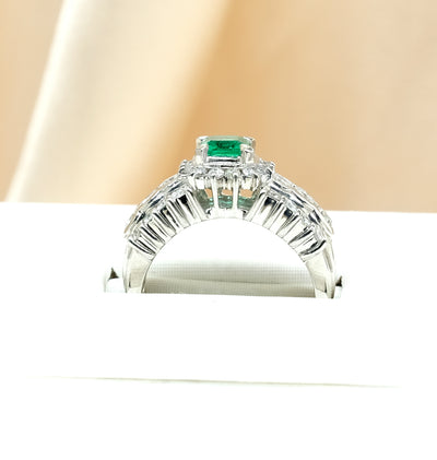 Platinum Emerald & Diamond Ring