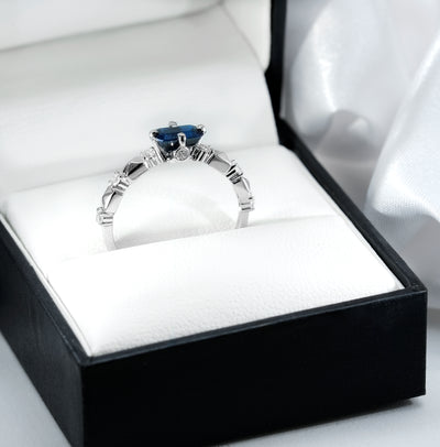 White Gold Australian Sapphire & Diamond Ring