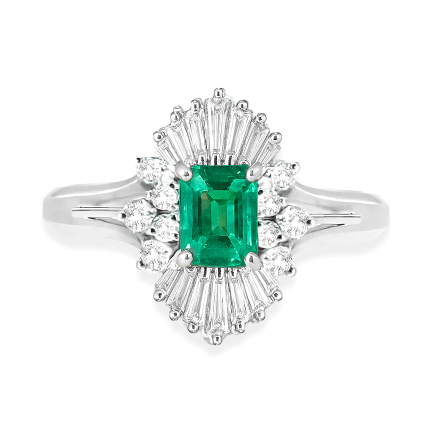 Platinum Emerald & Diamond Ring