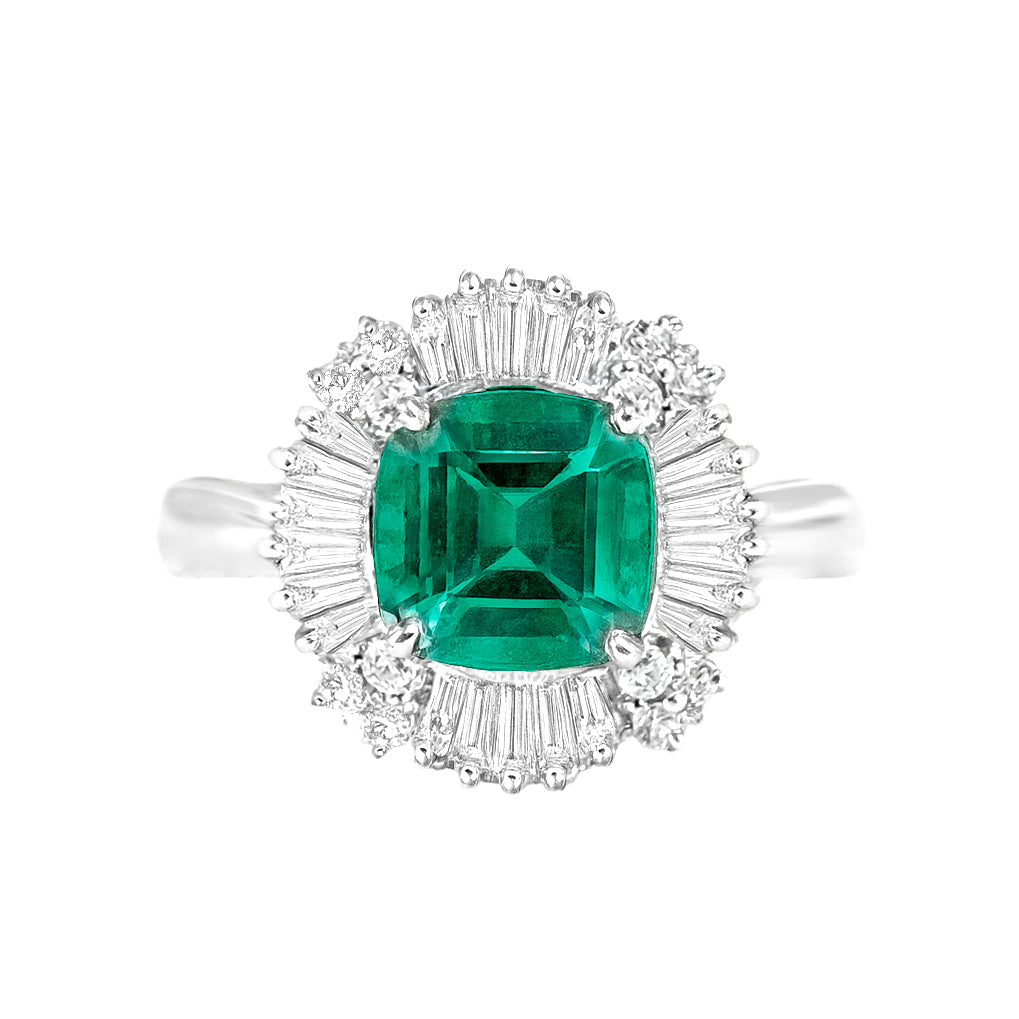 Platinum Emerald & Diamond Ring