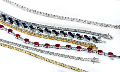 18K White Gold Diamond & Sapphire Bracelet