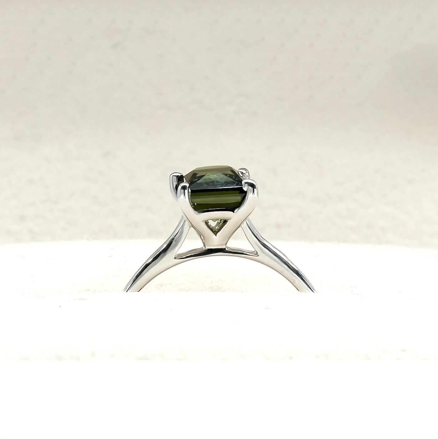 18K White Gold Australian Green Sapphire Ring