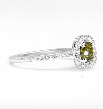 18K White Gold Yellow Sapphire & Diamond Ring