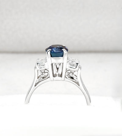 Platinum Australian Sapphire & Diamond Ring