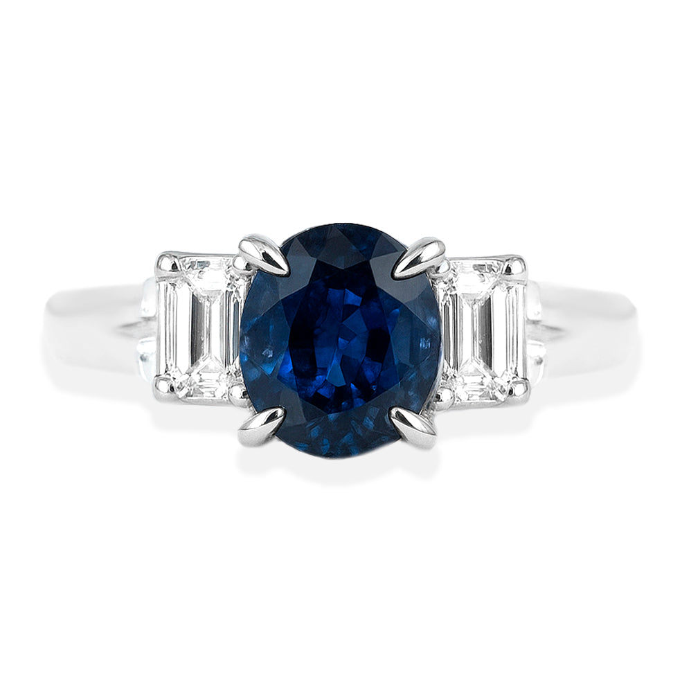 Platinum Australian Sapphire & Diamond Ring