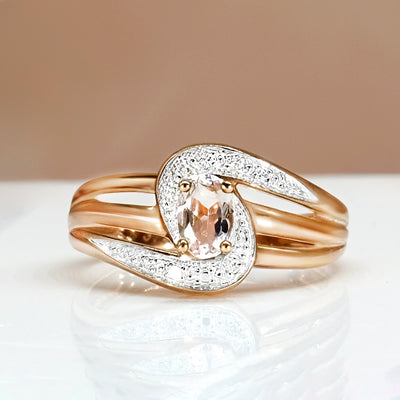 9K Rose Gold Diamond & Morganite Ring