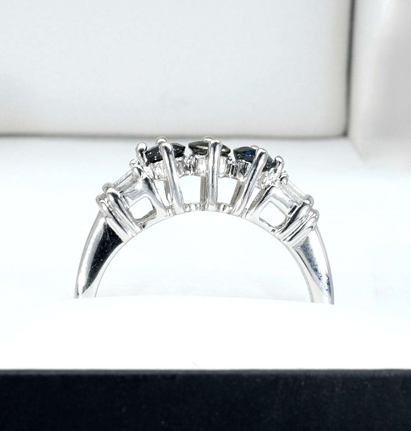 10k White Gold Sapphire & Diamond Ring