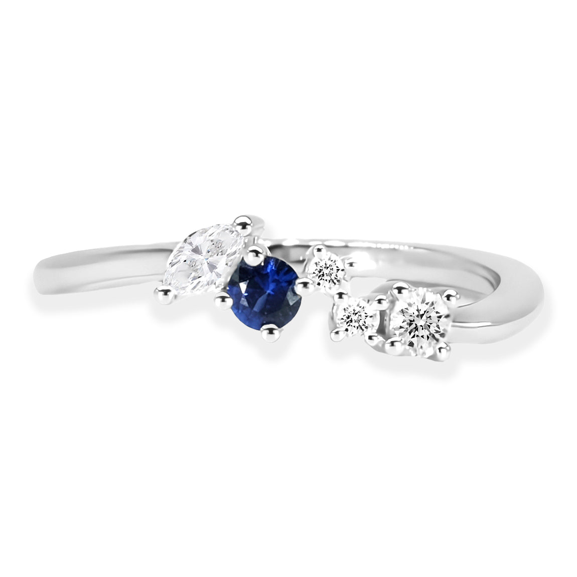 14K White Gold Sapphire & Diamond Ring
