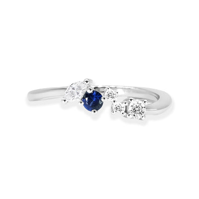 14K White Gold Sapphire & Diamond Ring