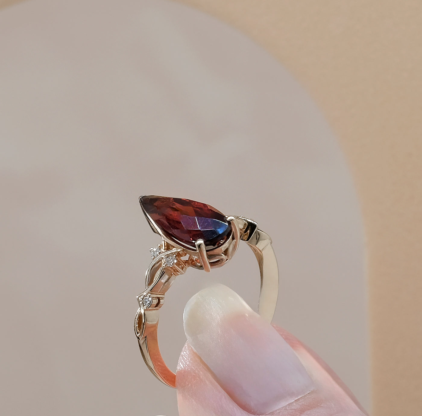 Rose Gold Diamond Garnet Ring
