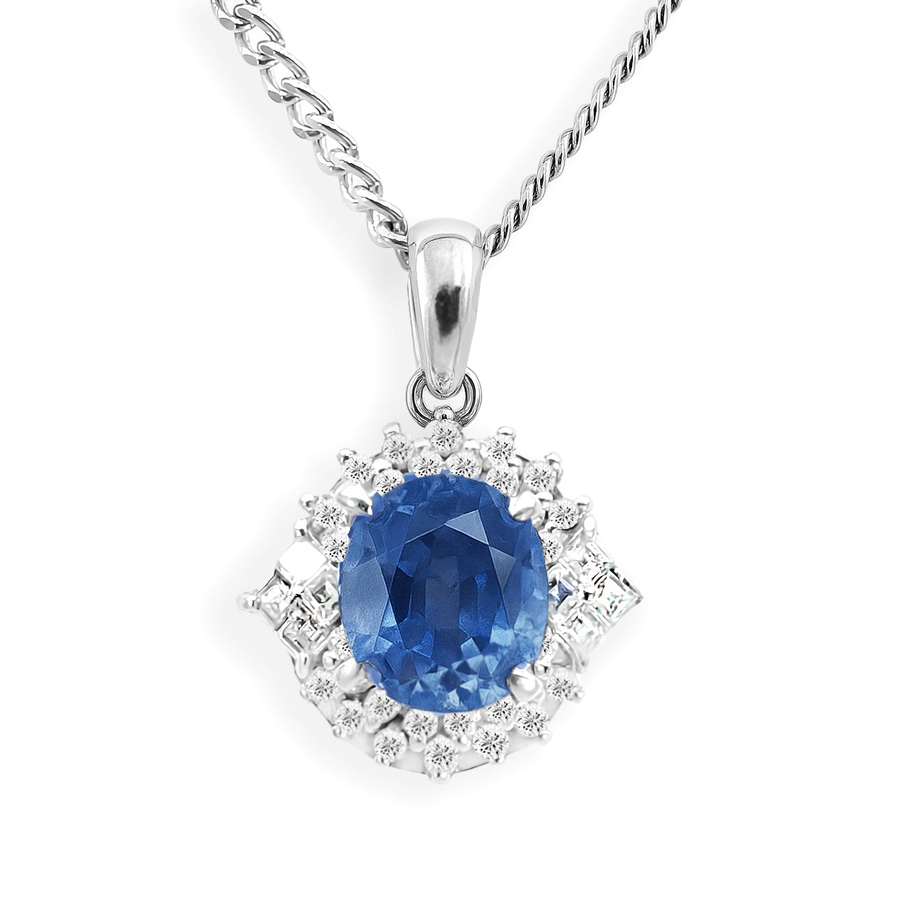Platinum Sapphire & Diamond Pendant