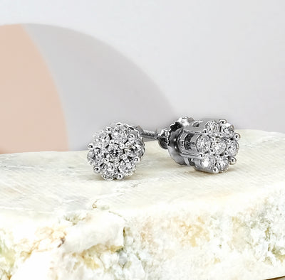 14K White Gold Diamond Earrings