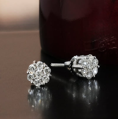 14K White Gold Diamond Earrings