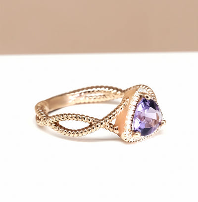 14K Rose Gold Amethyst & Diamond Ring