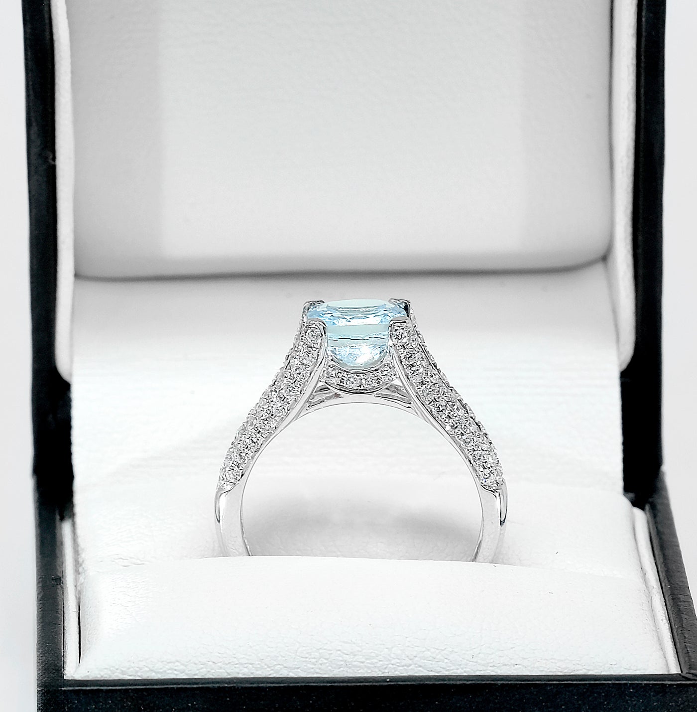 White Gold Aquamarine & Diamond Ring