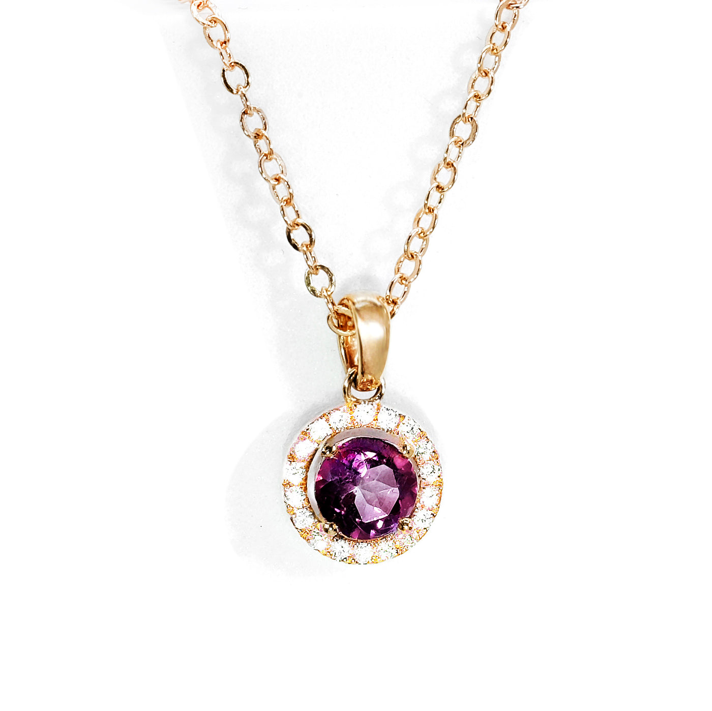 Pink Topaz & Diamond Pendant