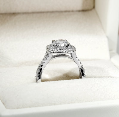 Lab Grown Diamond Double Halo Engagement Ring - Olivia