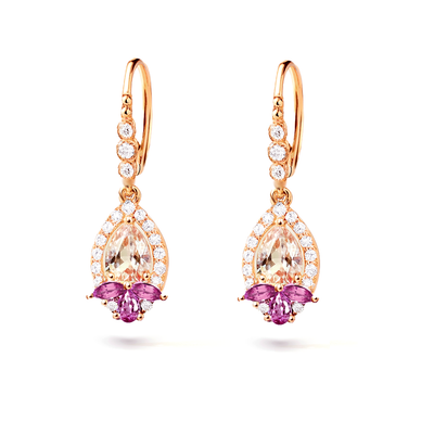 14K Rose Gold Morganite, Diamond and Pink Sapphire Earrings