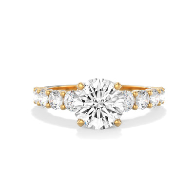 The Diana Ring - Lab Grown Diamond with Large Diamond Pave Band and Hidden Halo