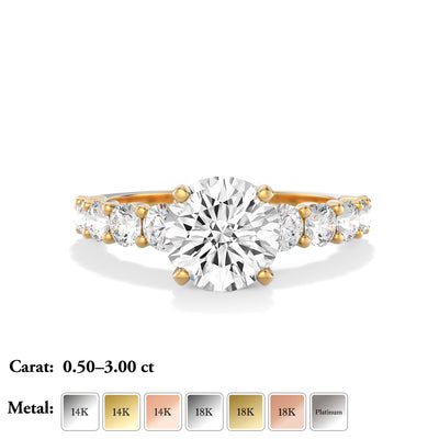 The Diana Ring - Lab Grown Diamond with Large Diamond Pave Band and Hidden Halo