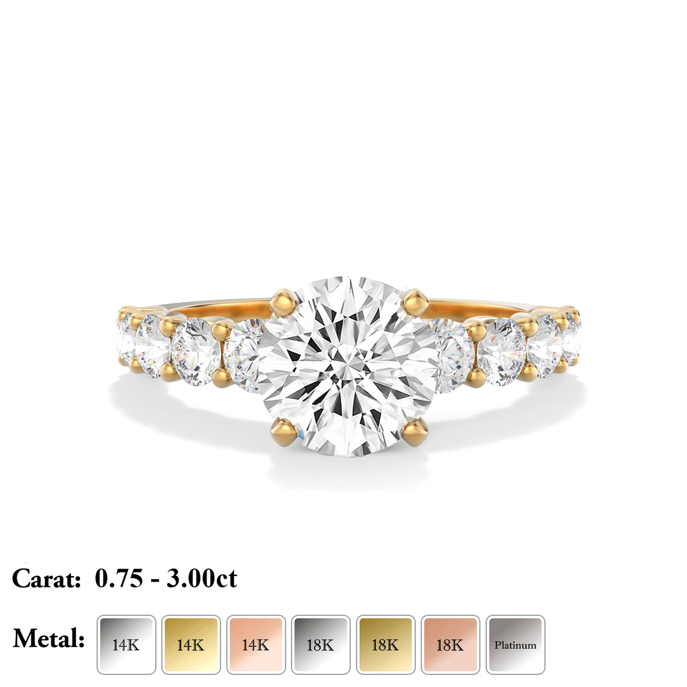 The Diana Ring - Lab Grown Diamond with Large Diamond Pave Band and Hidden Halo