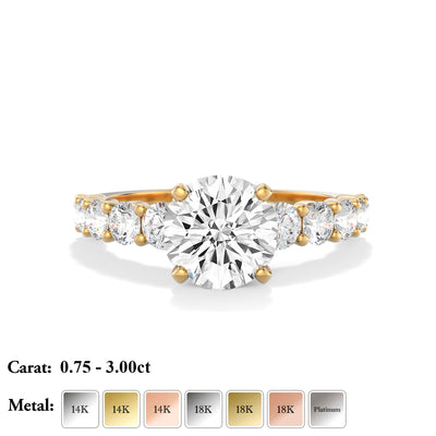 The Diana Ring - Lab Grown Diamond with Large Diamond Pave Band and Hidden Halo