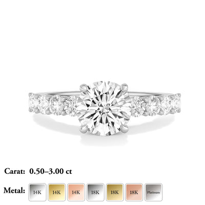 The Diana Ring - Lab Grown Diamond with Large Diamond Pave Band and Hidden Halo