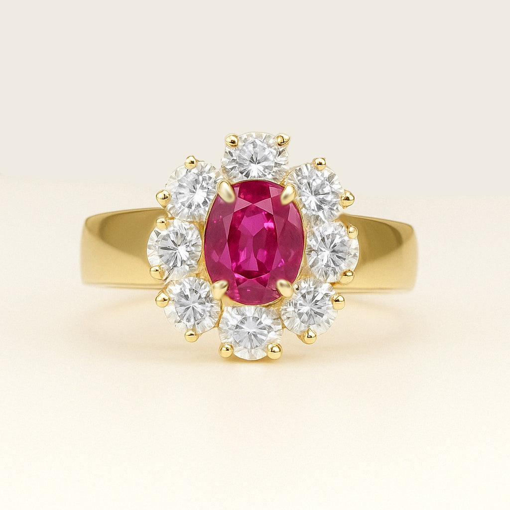 18K Yellow Gold Ruby & Diamond Ring