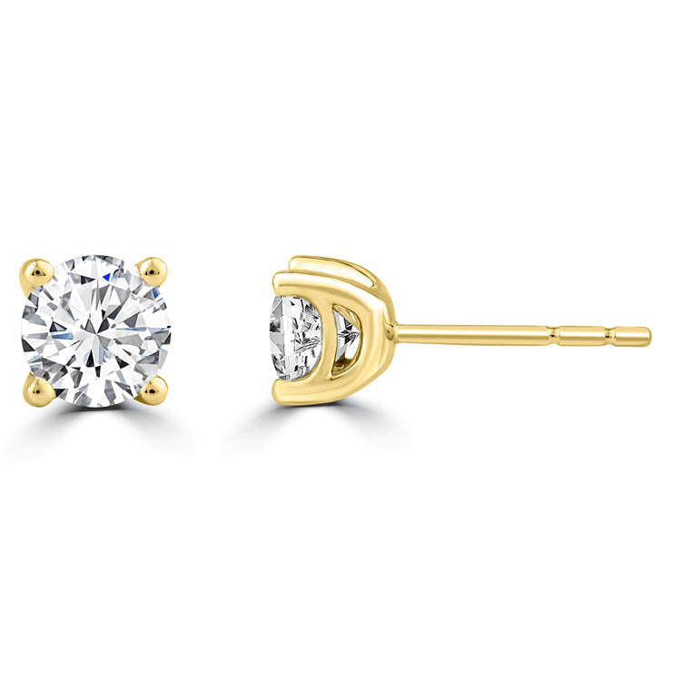 Lab Grown Diamond Stud Earrings, 14K White or Yellow Gold, Claw Set Round | Pre-Order