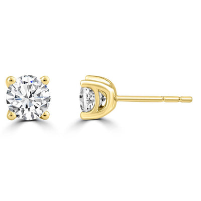 Lab Grown Diamond Stud Earrings, 14K White or Yellow Gold, Claw Set Round | Pre-Order