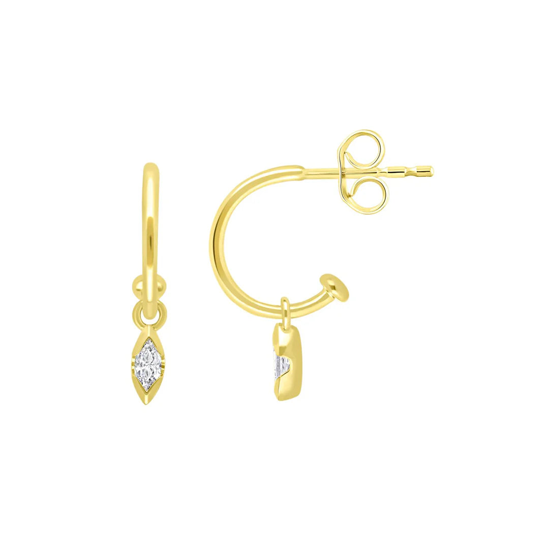 9K YG 0.20CT TDW Lab Grown Diamond Hoop Drop Earrings