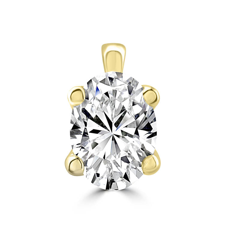 14K Yellow Gold Lab Grown Diamond Pendant, Claw-Set Oval | Pre-Order