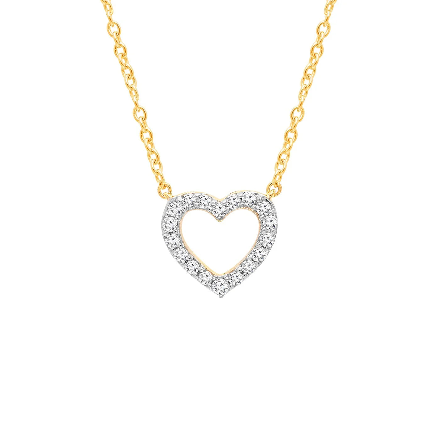 0.1ct Lab Grown Diamond Heart Necklace in 9K Yellow Gold