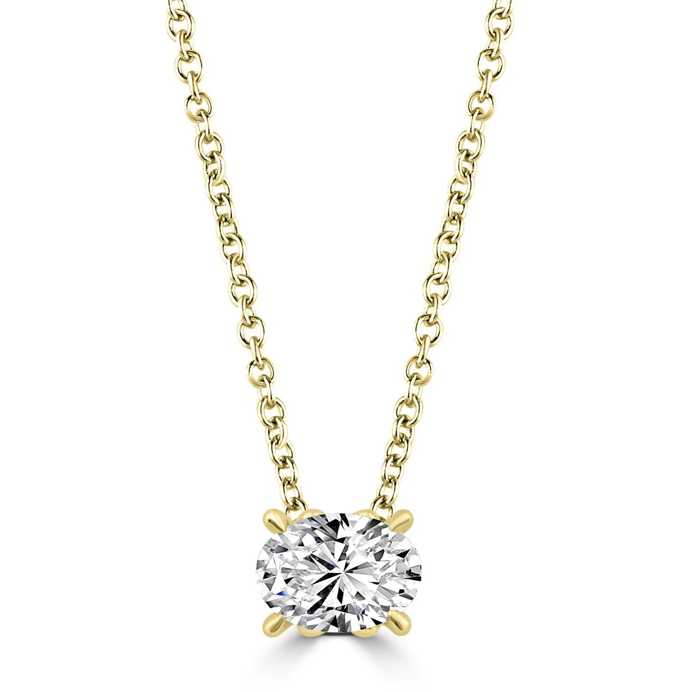 0.70ct Oval Lab Grown Diamond Necklace in 18K Yellow Gold