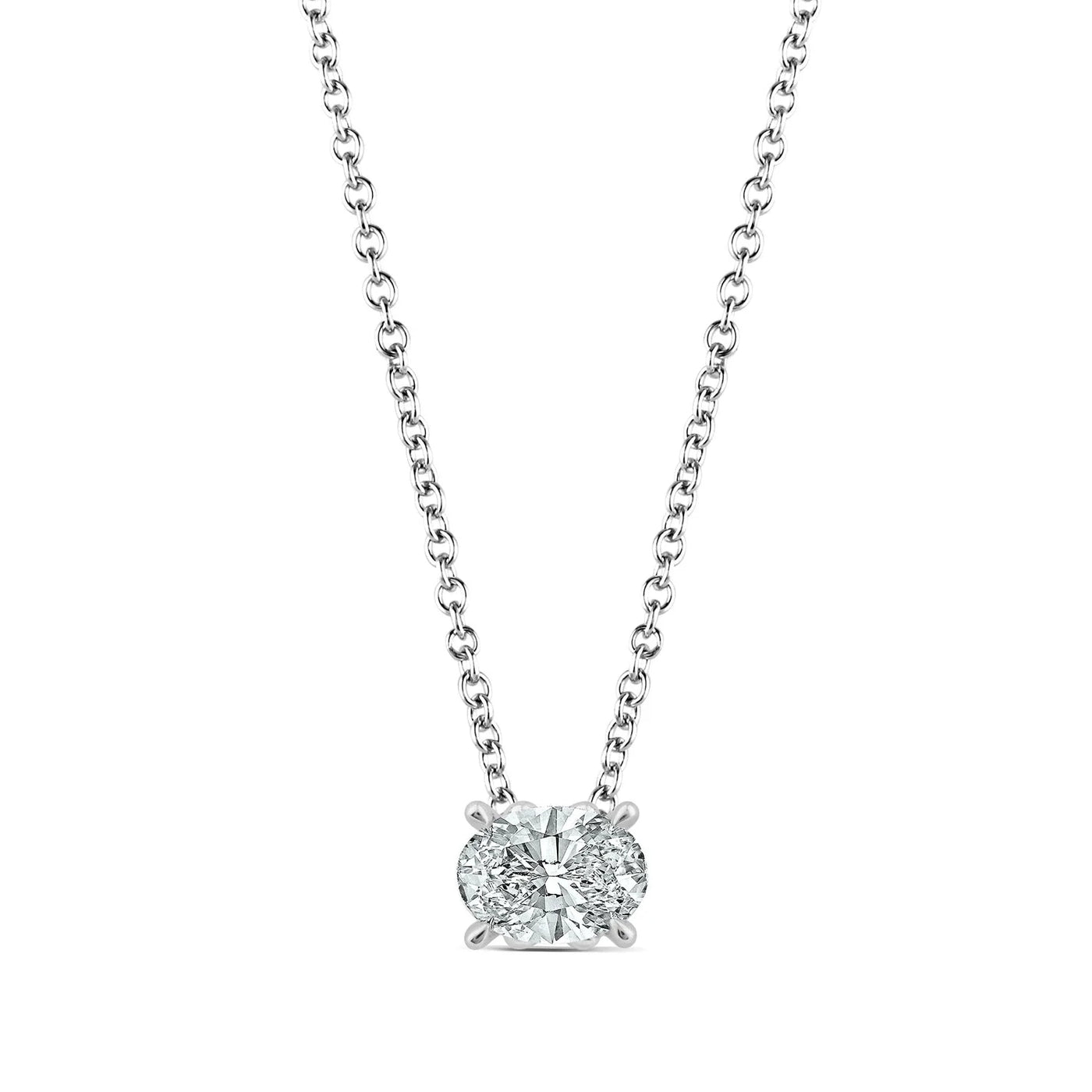 0.70ct Oval Lab Grown Diamond Necklace in 18K White Gold