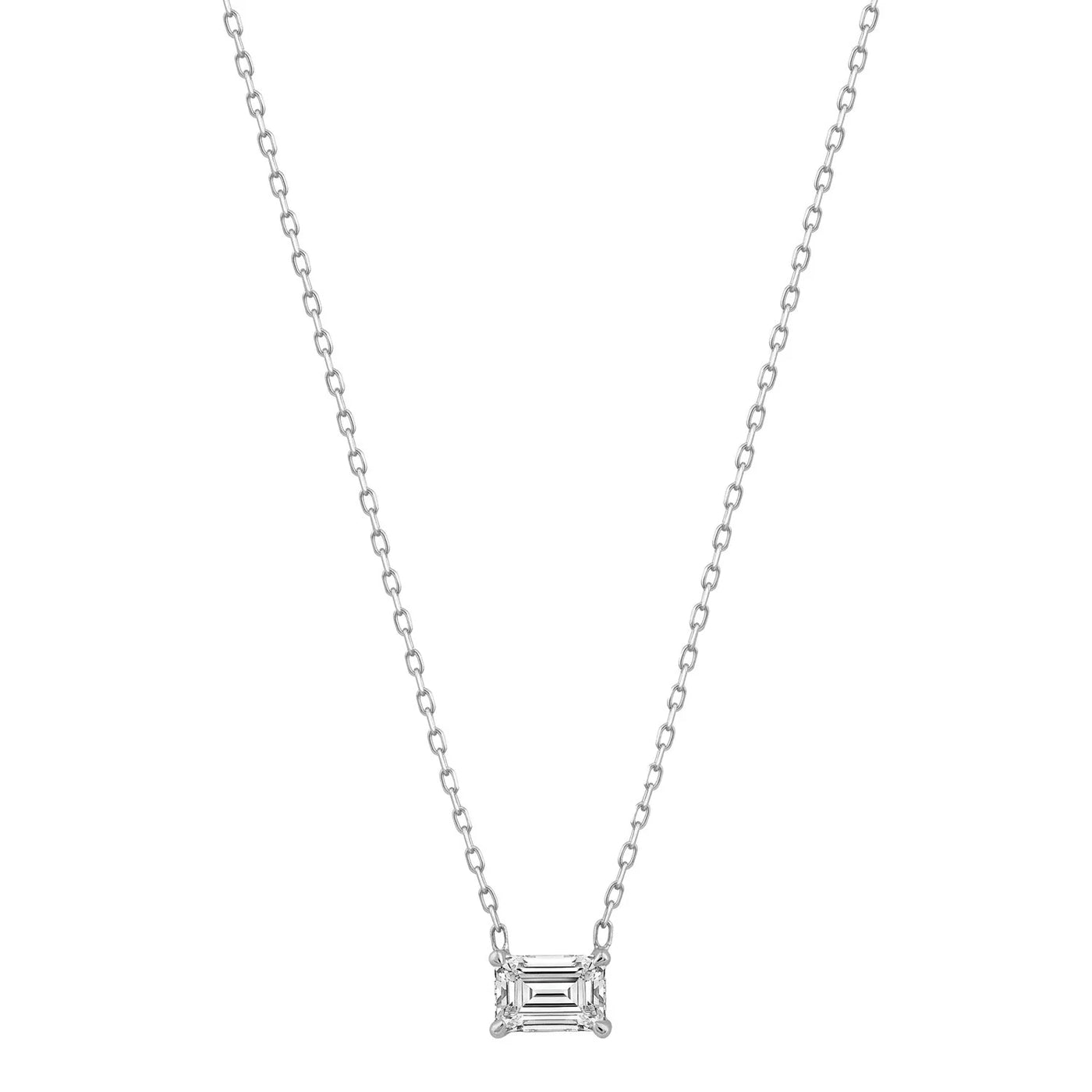 0.70ct Emerald Lab Grown Diamond Necklace in 18K White Gold