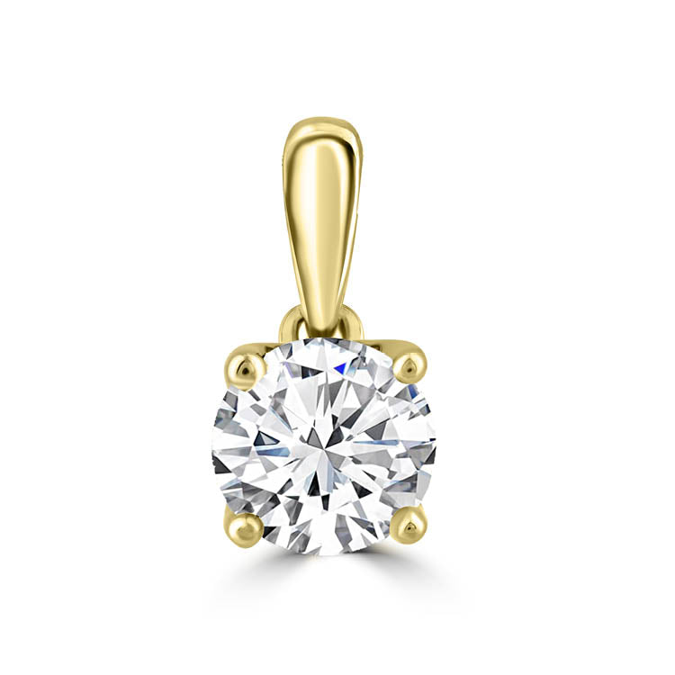 14K Yellow Gold Lab Grown Diamond Pendant, Claw-Set Round | Pre-Order