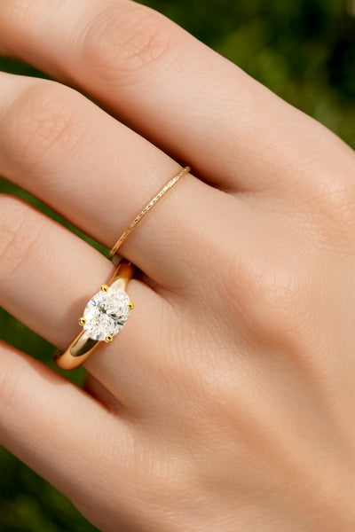 The London Ring - East West Set Oval Solitaire - Lab Grown Diamond