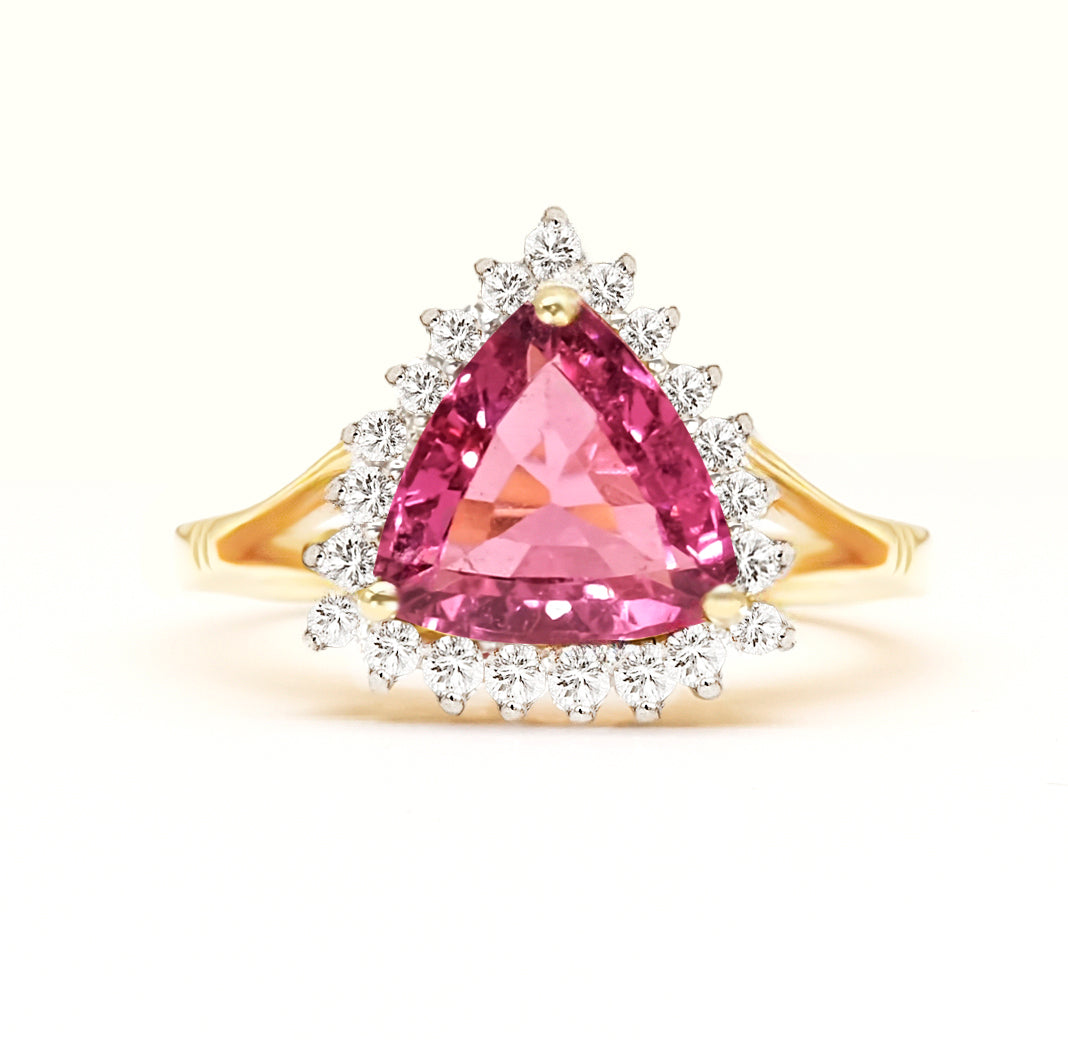 18K Yellow Gold Tourmaline & Diamond Ring