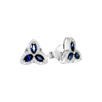 White Gold Sapphire and Diamond Earrings