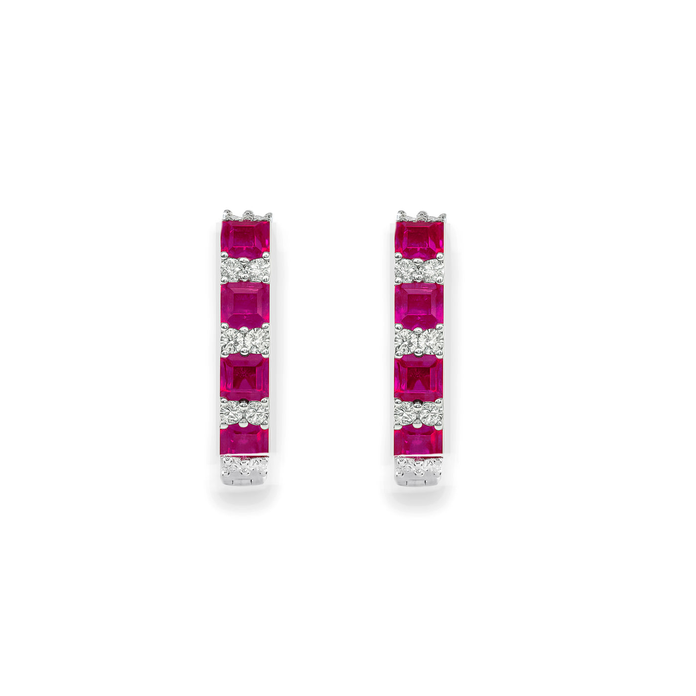 18K White Gold Ruby & Diamond Earrings