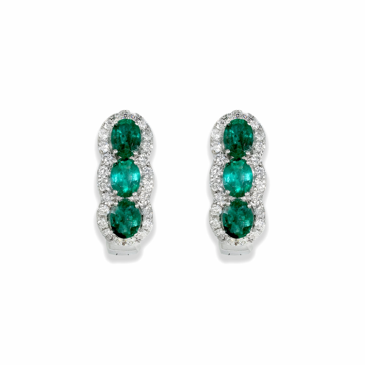 White Gold, Emerald and diamond Earrings