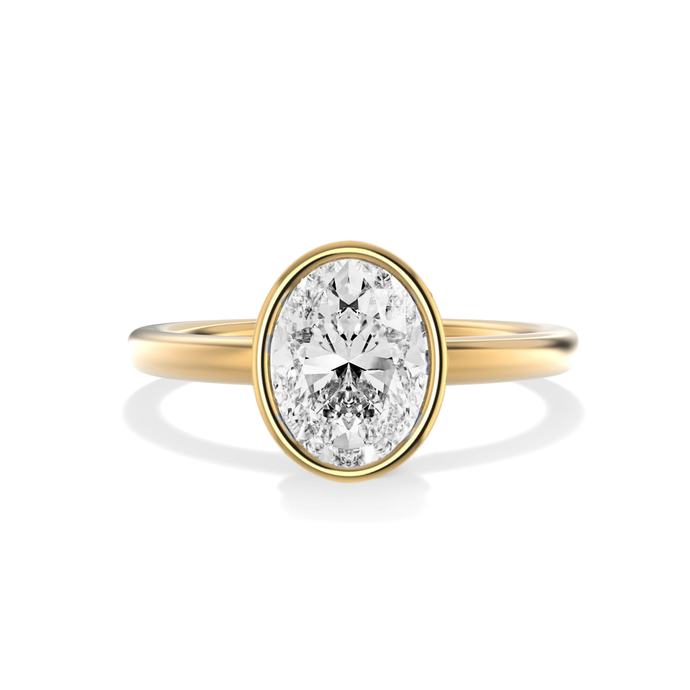 The Alicante Ring - Bezel Set Oval Solitaire - Lab Grown Diamond